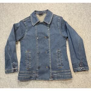 Girl's Gap Denim‎ Double Breasted Denim Blue Jean Jacket Size XL Size 12